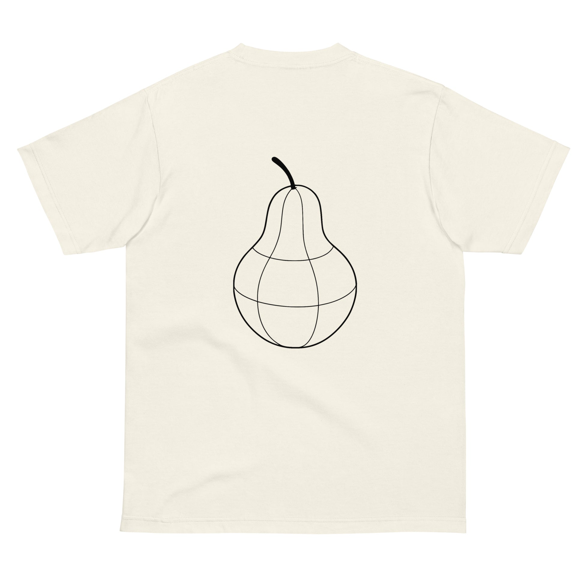 Back view of PearWorld ivory unisex t-shirt with large globe-style pear logo for bold streetwear statement