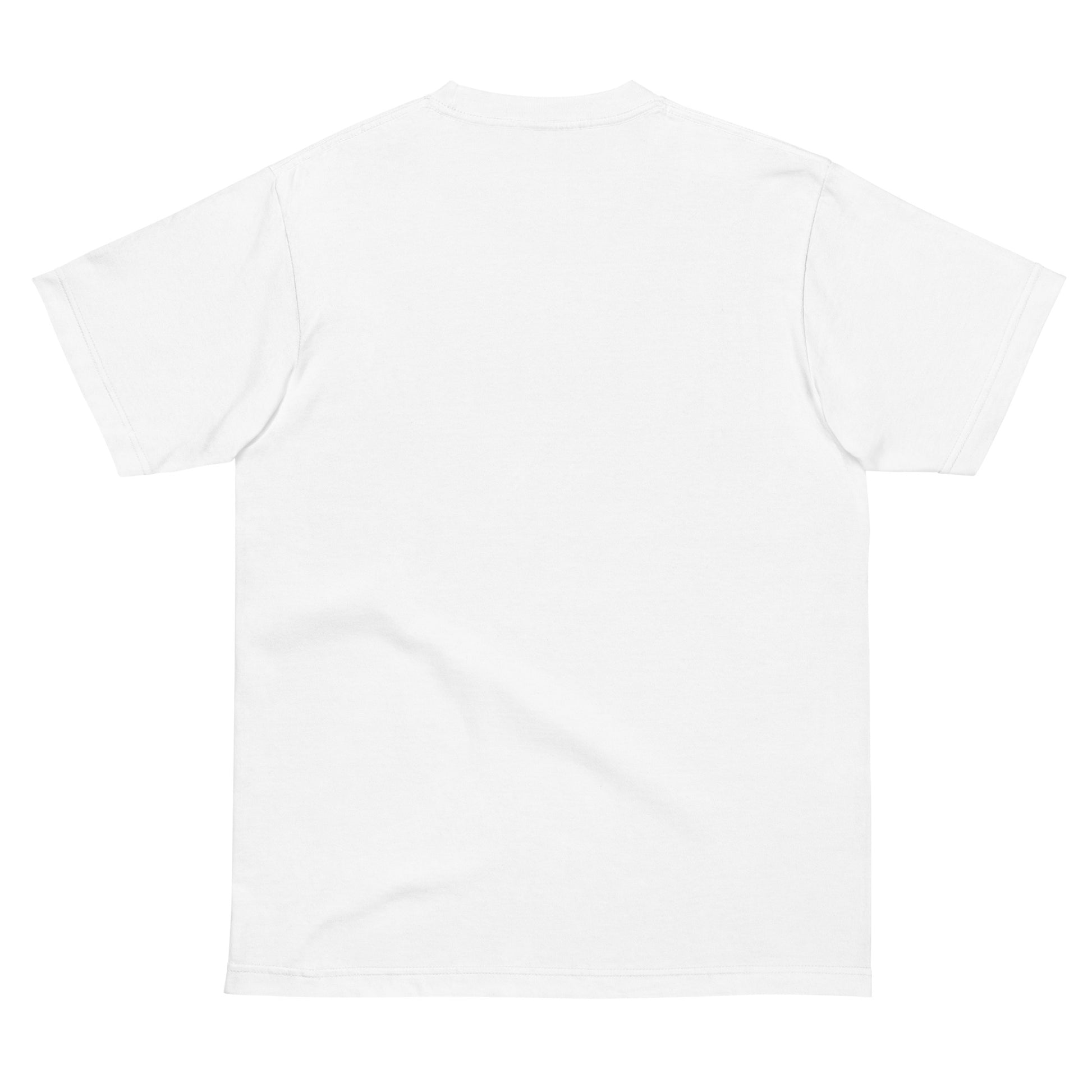 Back view of PearWorld white unisex t-shirt featuring minimalist streetwear design with subtle pear logo